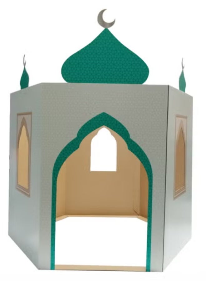 هلالفل بيت لعب داخلي للأطفال من الكرتون على شكل مسجد | لعبة تعليمية سهلة التركيب للأولاد والبنات | بيت لعب من الكرتون على شكل مسجد | ديكور لغرفة الأطفال | هدية عيد ميلاد إسلامية | أَزْرَق - أبيض - Image 3